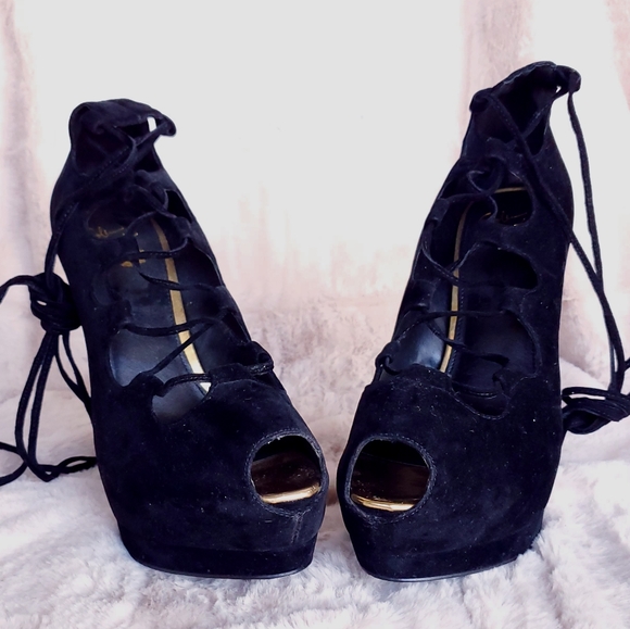 ¤ Colin Stuart Lace Up Sexy Stilettos in Bla… - Picture 3 of 8